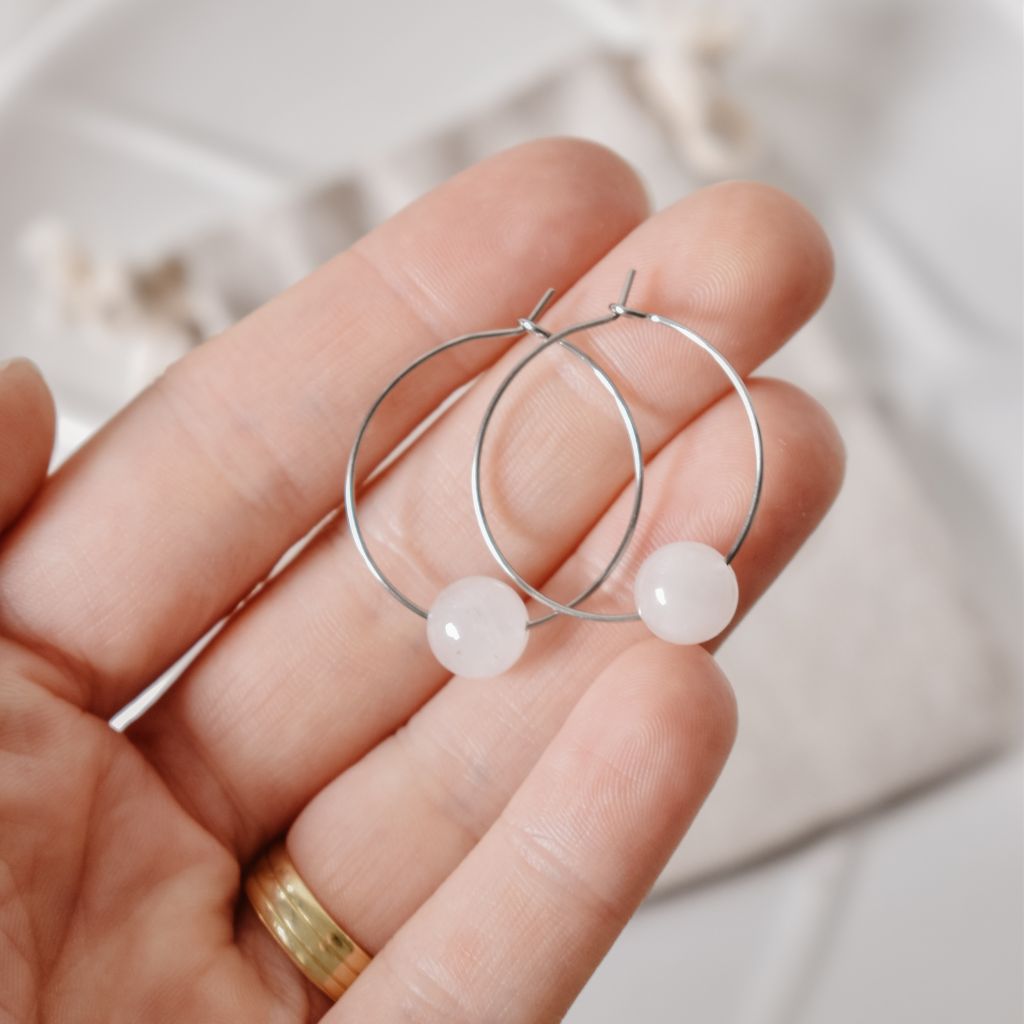 Pendientes Gara | Cuarzo Rosa | Amor y armonía