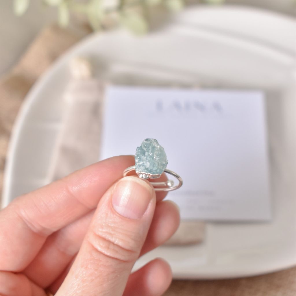 Anillo Druzy | Aguamarina - Calma y claridad