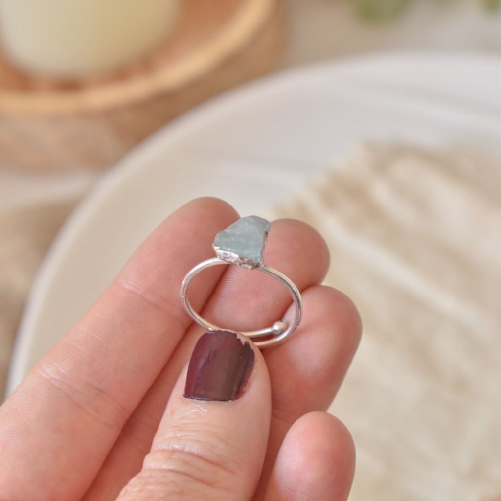 Anillo Druzy | Aguamarina - Calma y claridad