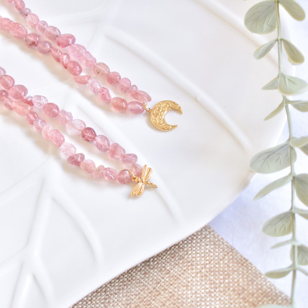 Collar Alma | Cuarzo Fresa – Amor y alegría