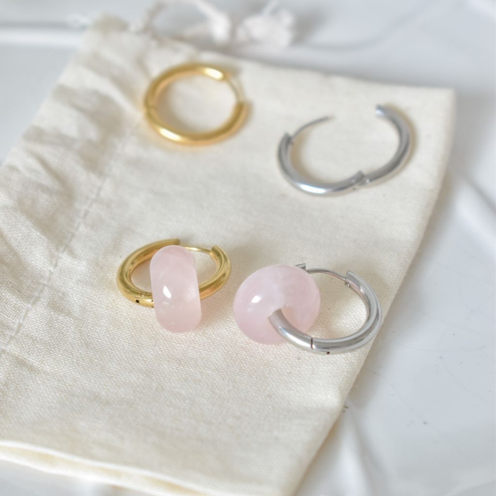 Pendientes Kala | Cuarzo rosa | Amor propio