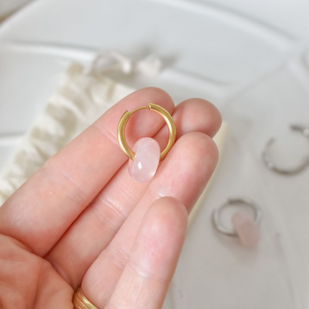 Pendientes Kala | Cuarzo rosa | Amor propio