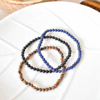 Trío de Pulseras para Foco y Claridad Mental | Ónix, Ojo de Tigre y Lapislázuli