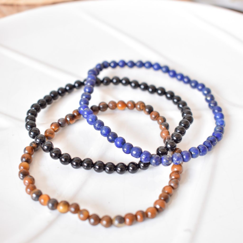 Trío de Pulseras para Foco y Claridad Mental | Ónix, Ojo de Tigre y Lapislázuli