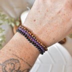 Trío de Pulseras para Protección y Equilibrio | Amatista, Ojo de Tigre y Ónix