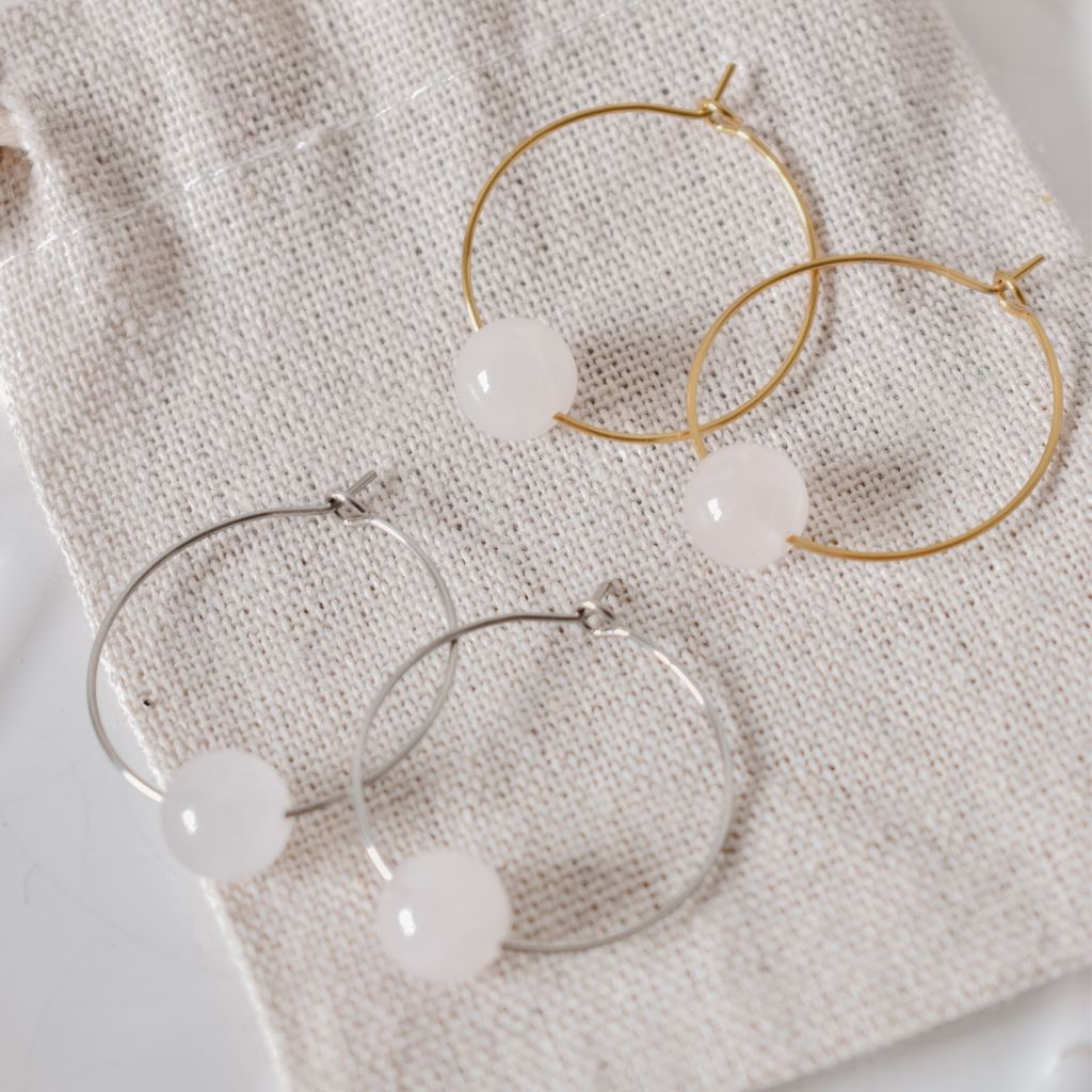 Pendientes Gara | Cuarzo Rosa | Amor y armonía