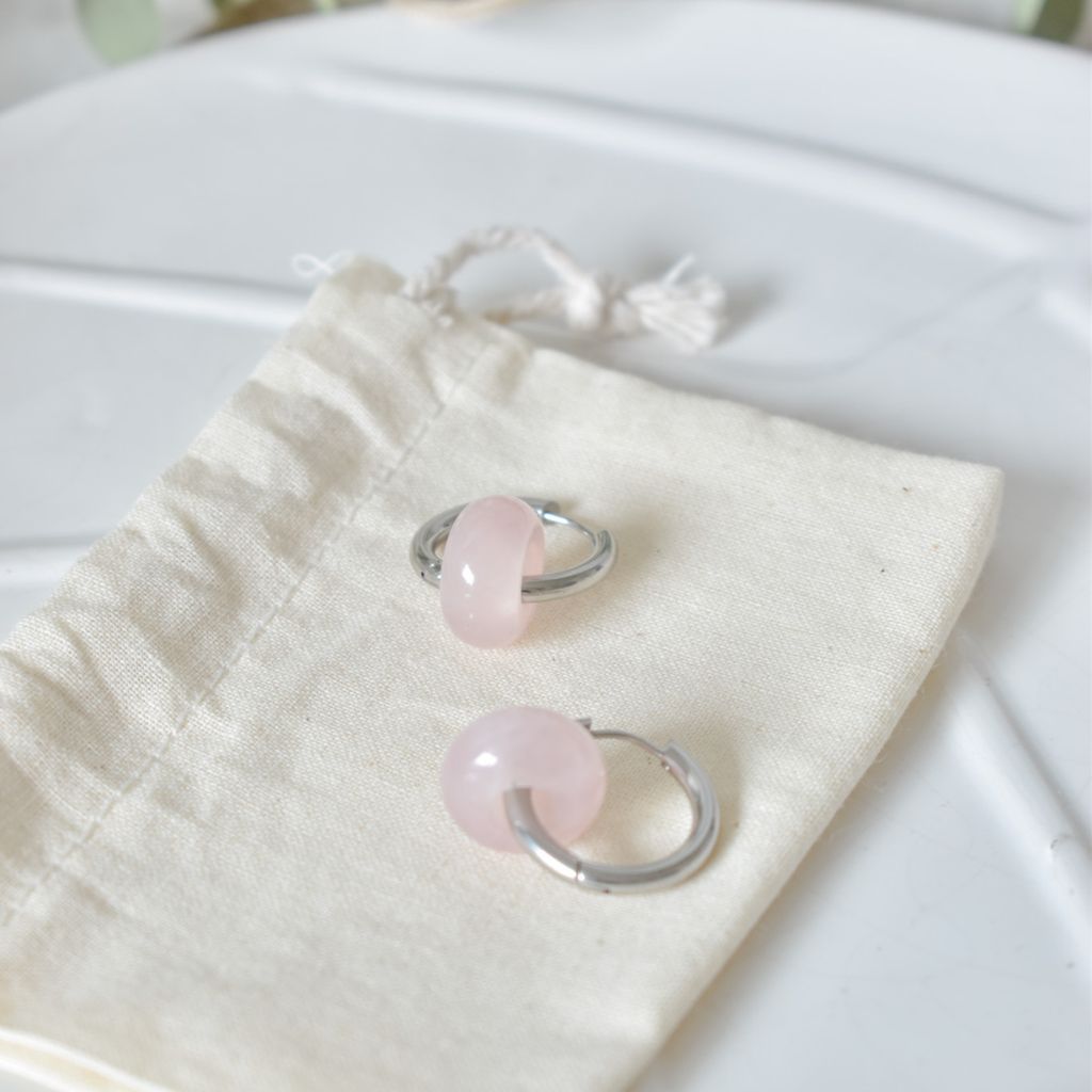 Pendientes Kala | Cuarzo rosa | Amor propio