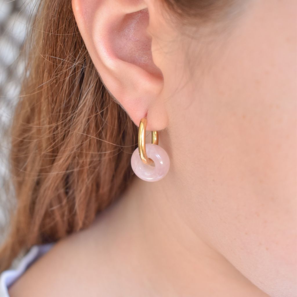 Pendientes Kala | Cuarzo rosa | Amor propio