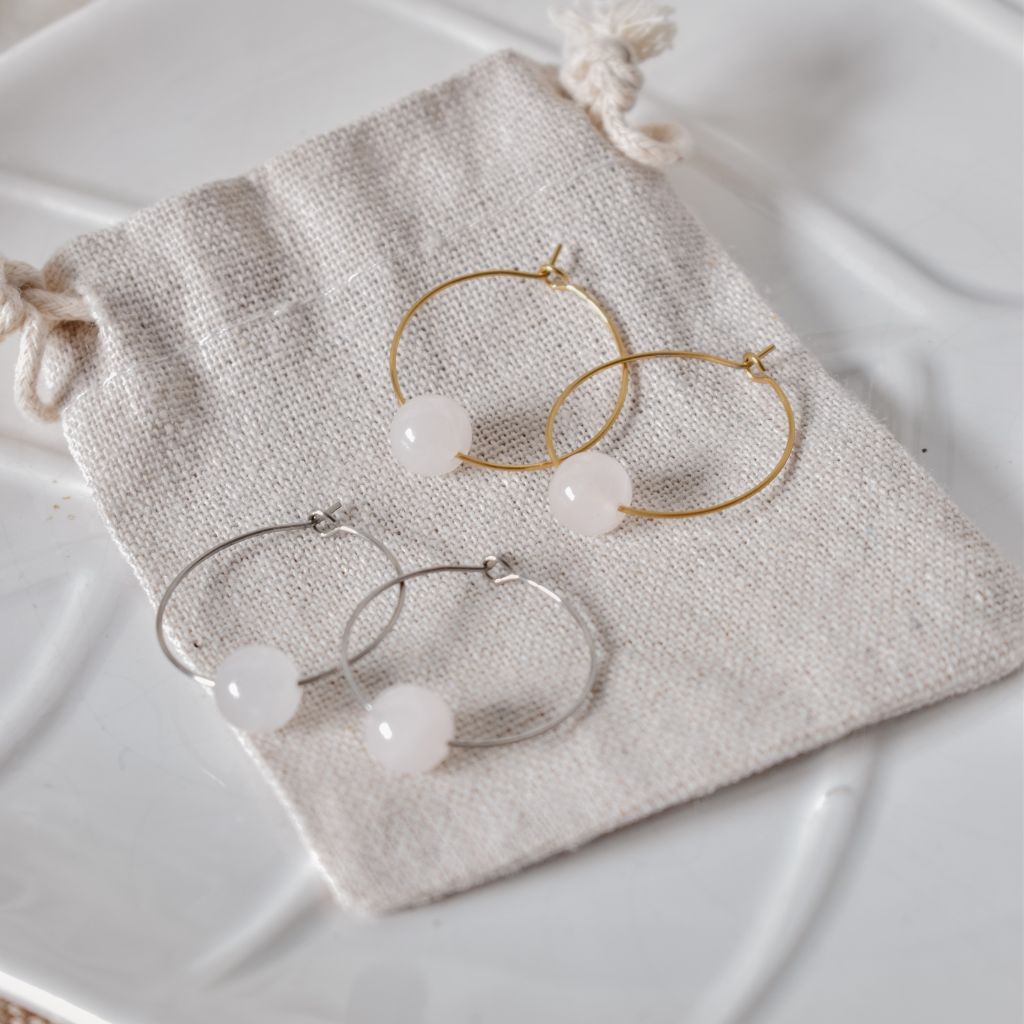 Pendientes Gara | Cuarzo Rosa | Amor y armonía