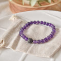 Bracelet de méditation en améthyste et lave volcanique | Calme et connexion