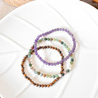 Trío de Pulseras para Calma y Vitalidad | Ojo de Tigre, Amatista y Ágata India