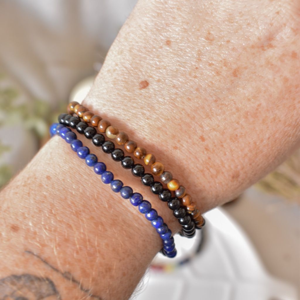 Trío de Pulseras para Foco y Claridad Mental | Ónix, Ojo de Tigre y Lapislázuli