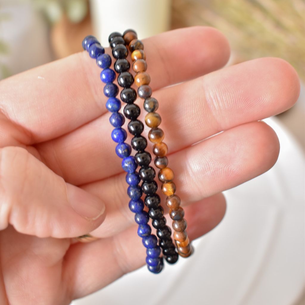 Trío de Pulseras para Foco y Claridad Mental | Ónix, Ojo de Tigre y Lapislázuli